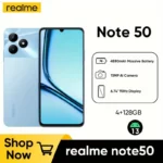 هاتف Realme Note 50 4G - رفيع للغاية، شاشة 90 هرتز، كاميرا 13 ميجابكسل بتقنية AI، تخزين 128 جيجابايت، بطارية 4890 مللي أمبير، مستشعر بصمات الأصابع، شحن USB-C، دعم لاسلكي [للجوال فقط]