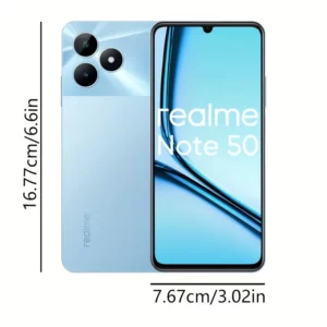 هاتف Realme Note 50 4G - رفيع للغاية، شاشة 90 هرتز، كاميرا 13 ميجابكسل بتقنية AI، تخزين 128 جيجابايت، بطارية 4890 مللي أمبير، مستشعر بصمات الأصابع، شحن USB-C، دعم لاسلكي [للجوال فقط]