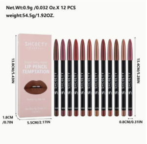 مجموعة من 12 قطعة من محدد الشفاه من SHOETSY Cosmetics - محدد شفاه غير لامع يدوم طويلاً لجميع أنواع البشرة، بدرجات ألوان مختلطة 3 مجموعة من 12 قطعة من محدد الشفاه من SHOETSY Cosmetics - محدد شفاه غير لامع يدوم طويلاً لجميع أنواع البشرة، بدرجات ألوان مختلطة، بما في ذلك مبراة