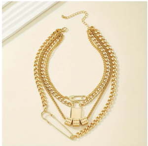 سلسلة متعددة الطبقات الذهبي قفل النرد دبوس تصميم قلادة قلادة البوهيمي أنيقة نمط 18 كيلو مطلية بالذهب مجوهرات أنثى هدية 7 متعدد الطبقات الذهبي قفل النرد دبوس تصميم قلادة قلادة البوهيمي أنيقة نمط 18 كيلو مطلية بالذهب مجوهرات أنثى هدية