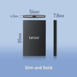 Lexar SL500 External SSD 1TB, USB3.2 Gen2x2 Portable SSD, PSSD up to 2000MB/s Read, 1800MB/s Write, External Solid State Drive with Metal Design, DataShieldTM 256-bit AES Encryption(LSL500X001T-RNBNG)