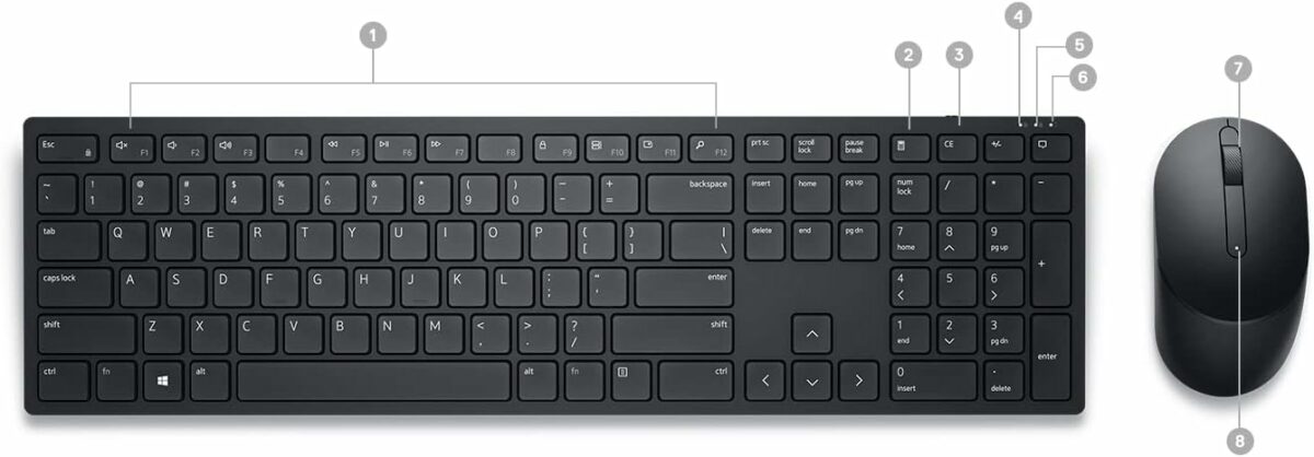 Dell KM5221W Pro Wireless USB Keyboard and Mouse QwerDell KM5221W Pro Wireless USB Keyboard and Mouse Qwerty Arabic-English ty Arabic-English