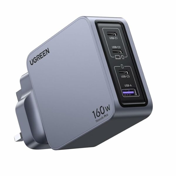 UGREEN Nexode Pro 160W USB C Charger【Upgraded GaN II Tech】 4-Port GaN Laptop Charger Type C Compact Fast Wall Charger Adapter for MacBook Pro/Air, Dell XPS, iPad Pro, iPhone, Samsung, Steam Deck, etc