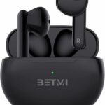 سماعات أذن BETMI اللاسلكية الحقيقية - سماعات داخل الأذن بتقنية Bluetooth5.3 - وقت تشغيل يصل إلى 40 ساعة، مقاومة للماء IPX5 - أسود - BETMI – True Wireless Earbuds – in-Ear Bluetooth5.3 Headphones – 40H Playtime, IPX5 Waterproof  – Black