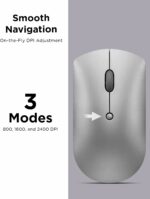 Lenovo 600 Bluetooth Silent Mouse, Blue Optical Sensor, Adjustable DPI, 4 Button, Microsoft Swift Pair, Windows, Chrome, GY50X88832, Gray