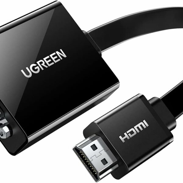 UGREEN Active HDMI to VGA Adapter Converter with 3.5mm Audio Jack up to 1080P Compatible for PC, Laptop, Ultrabook, Raspberry Pi, Chromebook - Black