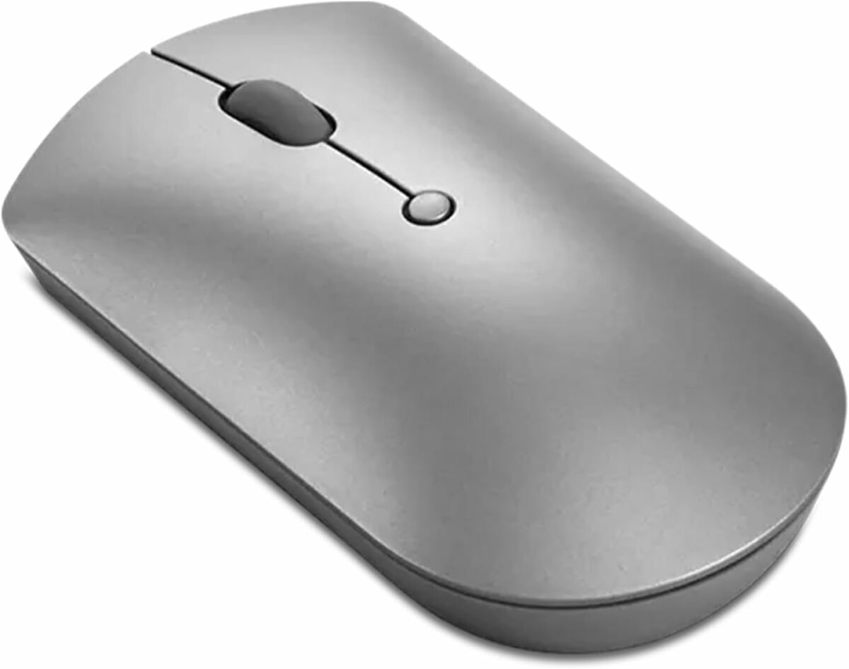 Lenovo 600 Bluetooth Silent Mouse, Blue Optical Sensor, Adjustable DPI, 4 Button, Microsoft Swift Pair, Windows, Chrome, GY50X88832, Gray