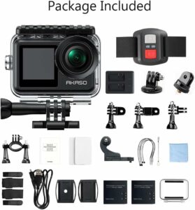 AKASO Brave 7 LE 4K30FPS 20MP Action Camera 40M Underwater Camera WiFi Waterproof Camera with Touch Screen EIS 2.0 Zoom Remote Control Vlog with 2X 1350mAh Batteries Support External Microphone