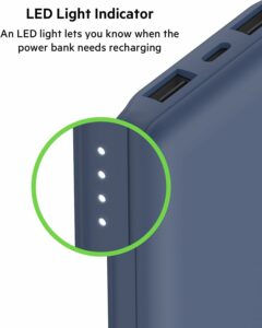 Belkin 10000mAh portable power bank, 10K USB-C portable charger with 1 USB-C port and 2 USB-A ports, battery pack for up to 15W charging for iPhone, Samsung Galaxy, AirPods, iPad, and more – Blue