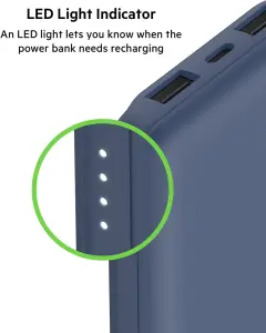 Belkin 10000mAh portable power bank, 10K USB-C portable charger 8 Belkin 10000mAh portable power bank, 10K USB-C portable charger with 1 USB-C port and 2 USB-A ports, battery pack for up to 15W charging for iPhone, Samsung Galaxy, AirPods, iPad, and more – Blue