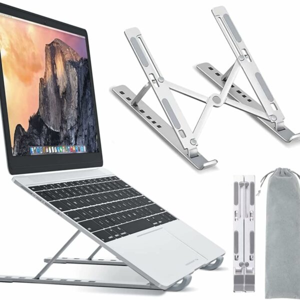 SKY-TOUCH Laptop Stand for Desk, Adjustable Laptop Riser ABS+Silicone Foldable Portable Laptop Holder, Ventilated Cooling Notebook Stand for MacBook Pro Air, Lenovo, Dell, HP, Laptops,Tablet