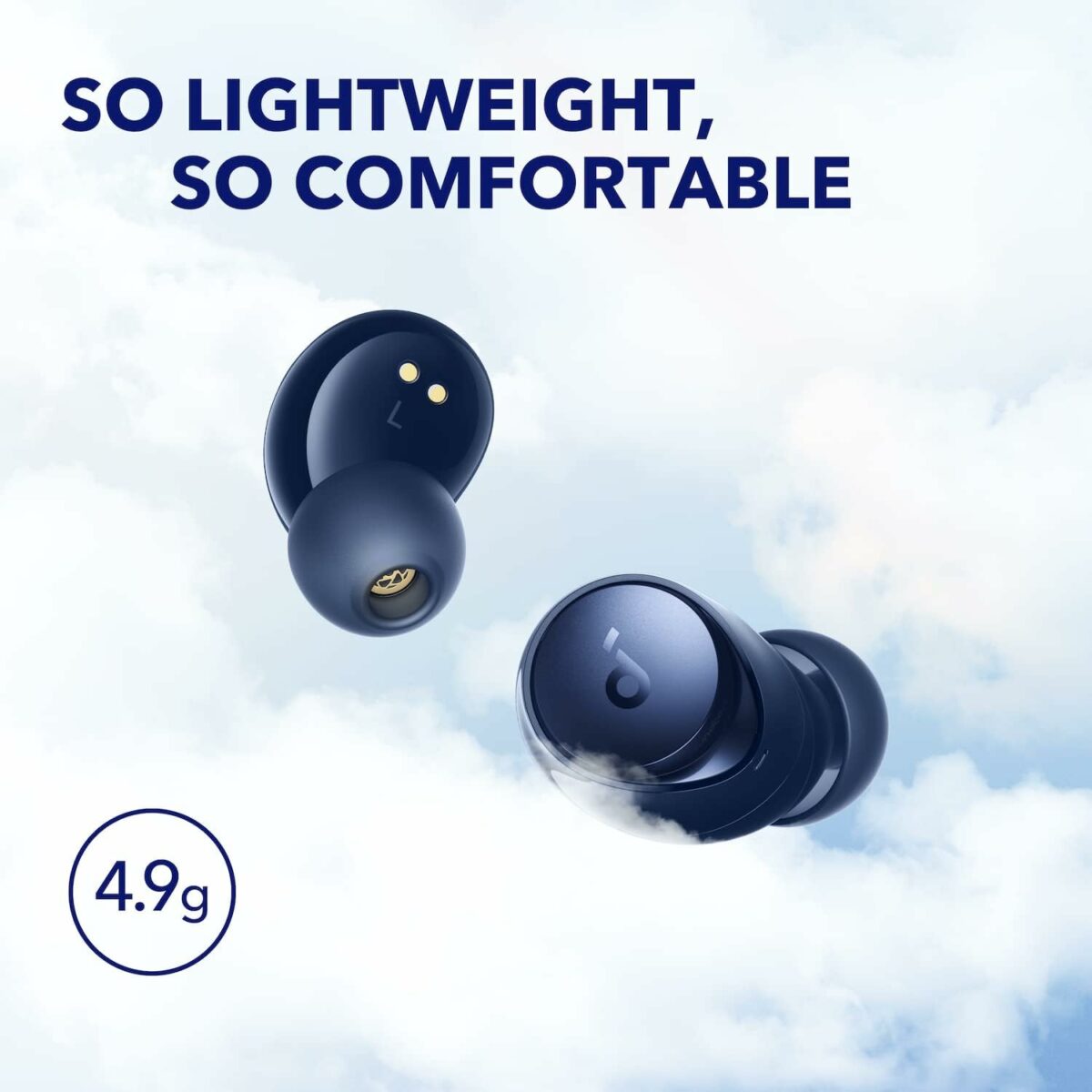 Soundcore by Anker Space A40 Auto-Adjustable Active Noise Cancelling Wireless Earbuds, Reduce Noise by Up to 98%, 50H Playtime, Hi-Res Sound, Comfortable Fit, App Customization, Wireless Charge