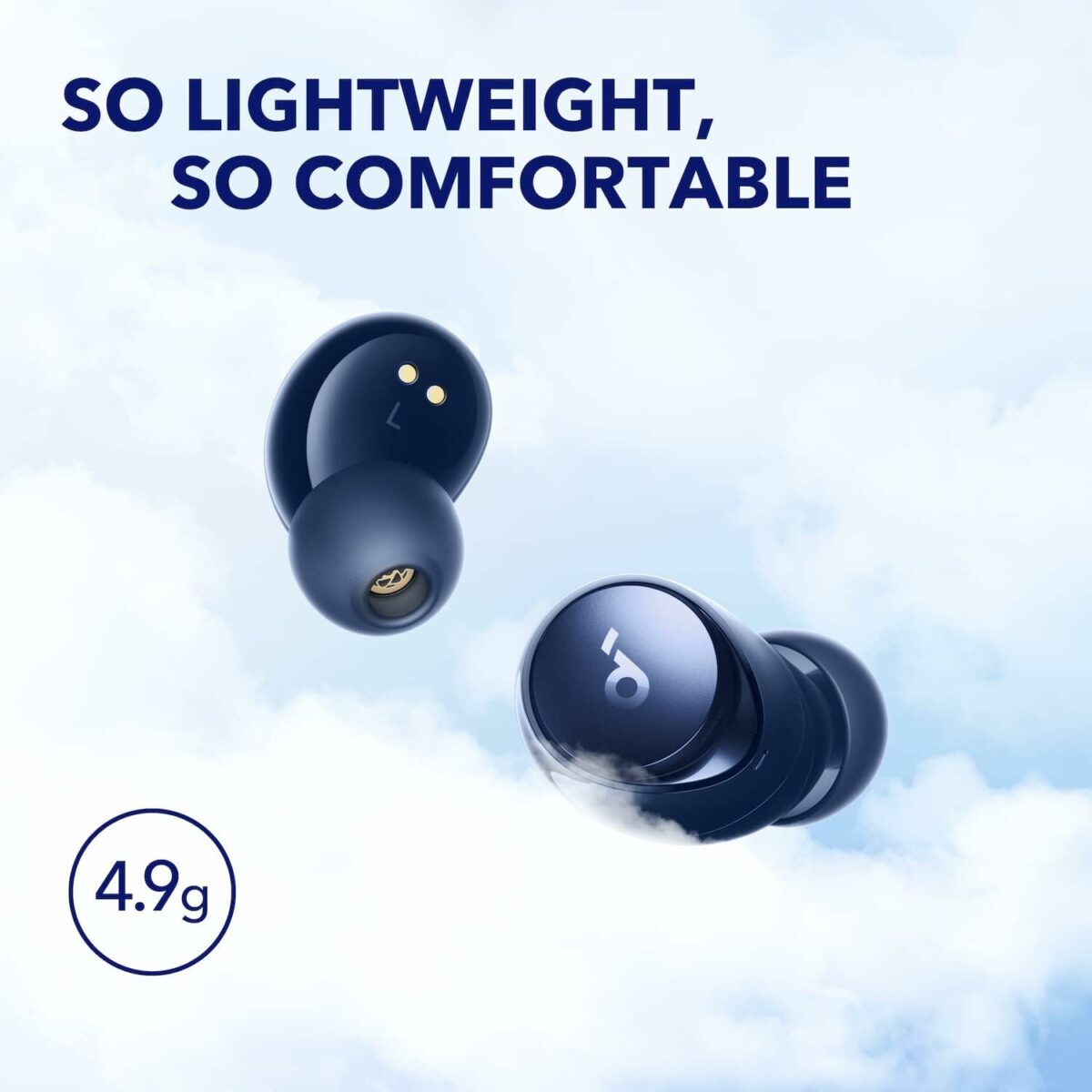 Soundcore by Anker Space A40 Auto-Adjustable Active Noise Cancelling Wireless Earbuds, Reduce Noise by Up to 98%, 50H Playtime, Hi-Res Sound, Comfortable Fit, App Customization, Wireless Charge