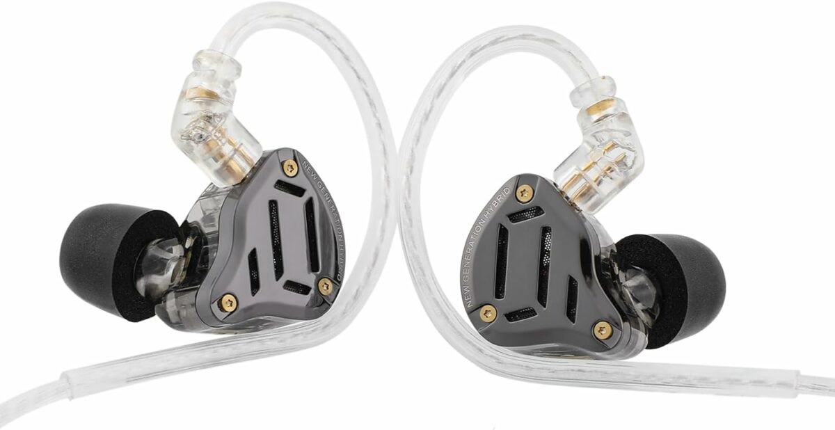 Linsoul KZ ZS10 PRO 2 In Ear Monitor IEM, 1DD+4BA Hybrid Wired Earbuds, with 4-Level Tuning Switch, 3-Way Crossover Gaming Earbuds, Silver-plated IEM Cable for Musician Audiophile (Black, Without Mic)