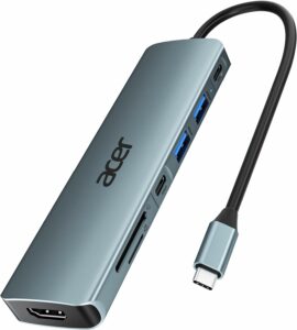 acer USB C Hub (7-in-1 Multi-Port) Type-C Adapter Hub to 4K HDMI, Micro SD Card Reader, USB C & USB A 3.0, 100W PD, Compatible with iPad Pro, MacBook Pro, Laptops