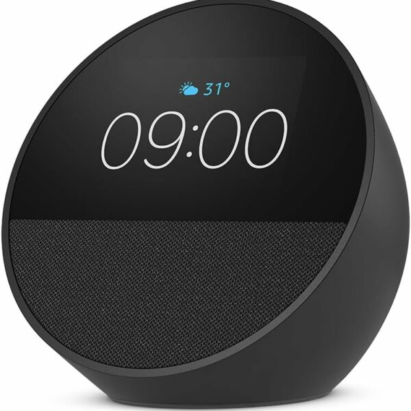 All-new Echo Spot (2024 release), Smart alarm clock with vibrant sound + Alexa, Black