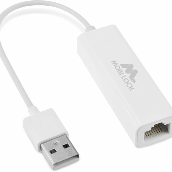 USB Ethernet (LAN) Network Adapter Compatible with Laptops, and All USB 2.0 Compatible Computers Including Windows 7 to 11, Vista, all Mac OS X, and macOS - by Mobi Lock