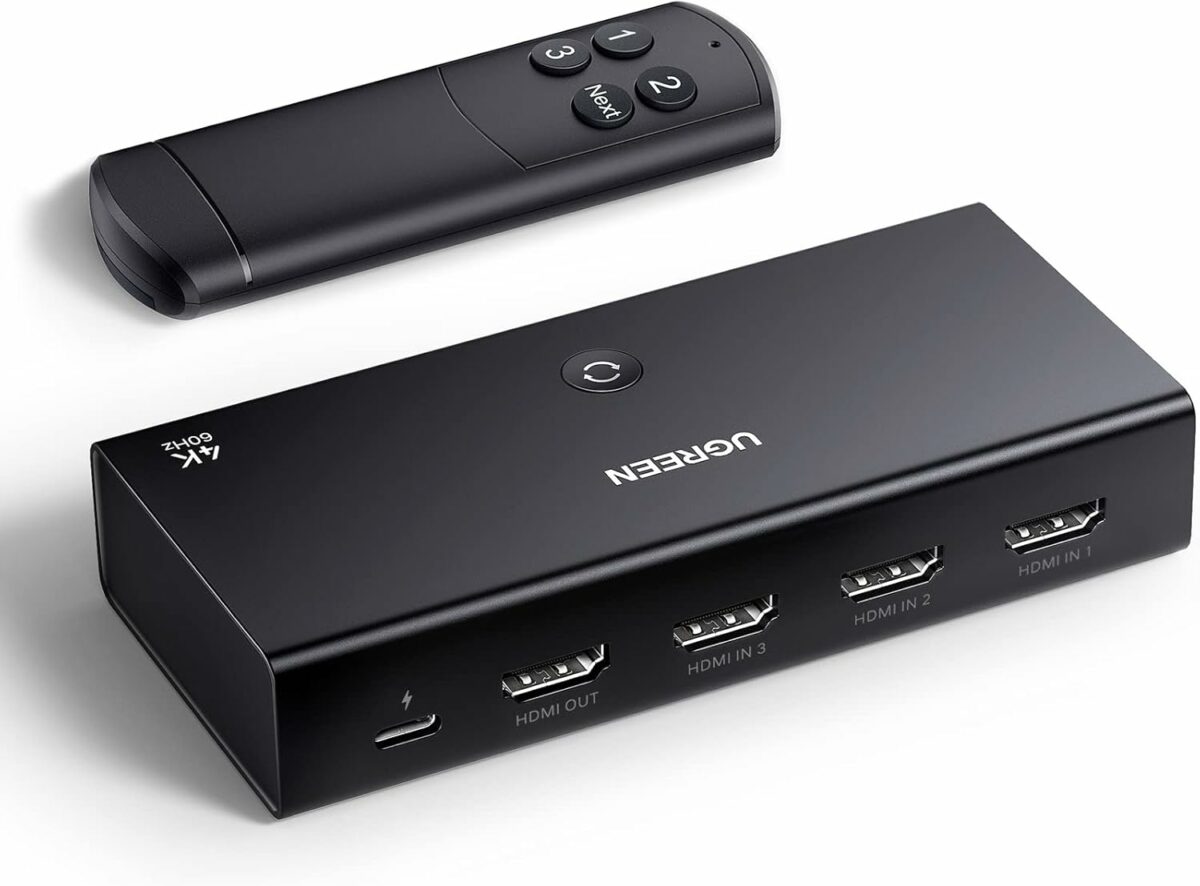 UGREEN HDMI Switch 4K 60Hz 3 in 1 out HDMI Splitter 3 Ports Box HDMI 2.0 Switcher Supports HDR/CEC/3D/HDCP 1.4 for 4K x 2K@60Hz/ Full HD 1080P Compatible with PS5 PS4 Xbox Fire Stick Roku Apple TV PC