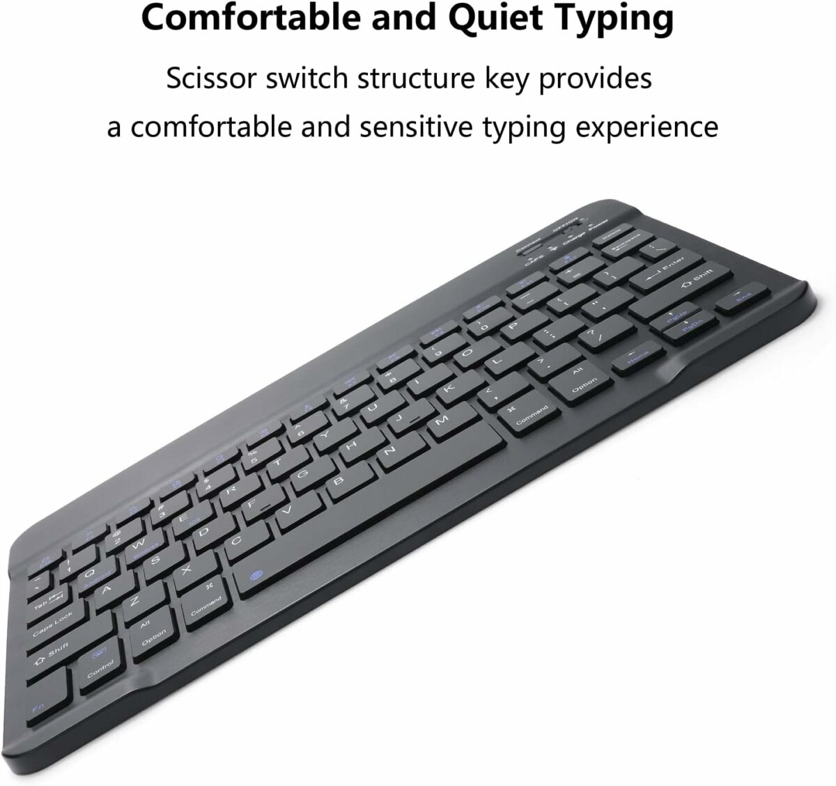 Rechargeable Bluetooth Keyboard and Mouse Combo Ultra-Slim Portable Compact Wireless Mouse Keyboard Set for Android Windows Tablet Cell Phone iPhone iPad Pro Air Mini, iPad OS/iOS 13 and above (Black)