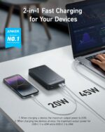 Anker Power Bank, 24,000mAh 65W Portable Charger, 537 Power Bank (PowerCore 24K for Laptop), for Dell XPS, Microsoft Surface, iPad Pro, iPhone 16/15 Series, Macbook, Apple Watch Series 5, and More