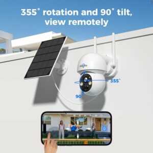 Hiseeu Wireless Solar Camera System Outdoor, 4PCS 4MP Home Battery Camera with 1T HDD, PTZ 360 View, PIR Motion Detection, Color Night Vision, IP66, 2-Way Audio, 2.4G WiFi, No Monthly Fee