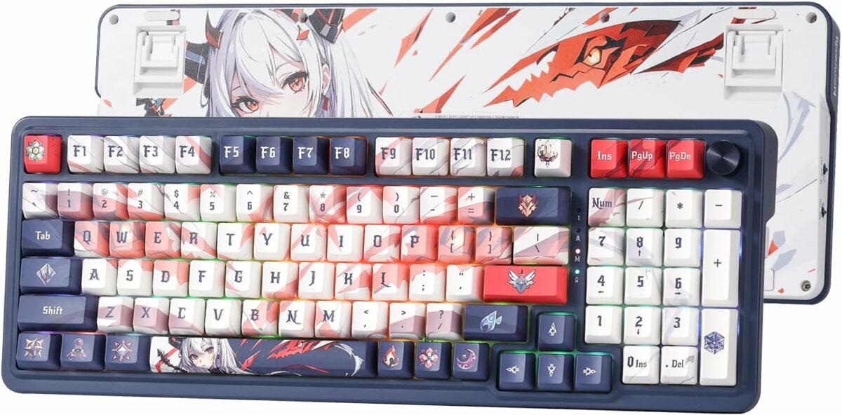 Redragon K686 PRO SE 98 Keys Gasket RGB Gaming Keyboard, 3-Mode Anime Mechanical Keyboard with Hot-Swap Socket, Special Rotary Knob Control & Noise Dampening Pads, Custom Hi-Fi Linear Switch