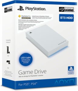 Seagate Game Drive for PS4/PS5, 5 TB, External HDD, 2.5", USB 3.0, Officially Licensed, Blue LED, inkl 2 veckors Playstation+ (STLV5000202)