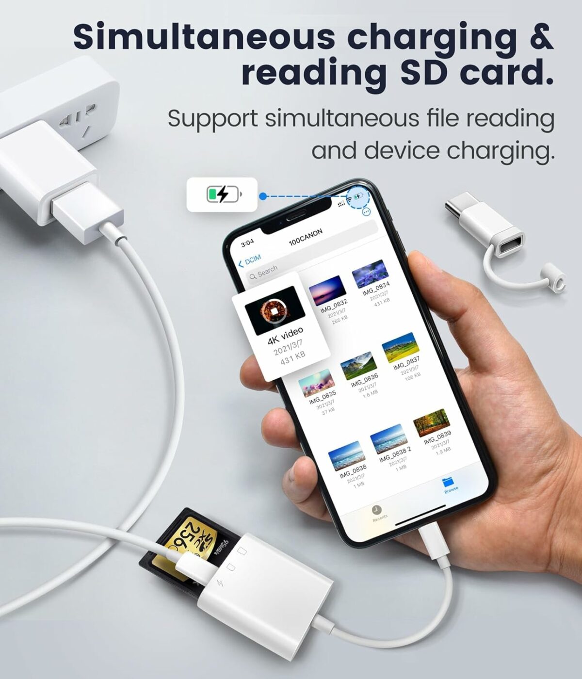 The Oyuiasle SD Card Reader for iPhone and iPad is a convenient plug-and-play accessory that allows users to view, transfer, and back up files from SD and microSD cards directly onto their iOS devices. Designed to simplify data management, it’s popular among photographers, game camera users, and anyone needing quick access to memory card content without a computer. Key Features: Compatibility: This card reader is compatible with iPhones and iPads through a Lightning connector, supporting devices running iOS 9.2 and later. It works with SD and microSD cards up to 512GB, providing flexibility for various storage needs. Plug and Play: With no need for additional apps, users can plug the reader into their device and access files directly through the Photos app or Files app on iOS. This makes it easy to view photos, videos, and documents quickly. Dual Slot Design: It has separate slots for SD and microSD cards, allowing users to insert both card types at once. This can be helpful for transferring content between cards or managing multiple storage devices. Versatile Use: The reader supports various formats (JPEG, RAW, and HD video formats, among others), making it ideal for use with trail and game cameras, GoPros, and digital cameras, especially when viewing images or footage in the field. Portable Design: Compact and lightweight, the reader is portable and easy to carry, ideal for photographers and travelers. This card reader provides an easy, app-free solution for transferring files directly to an iPhone or iPad, making it particularly useful for those needing quick access to content on the go.