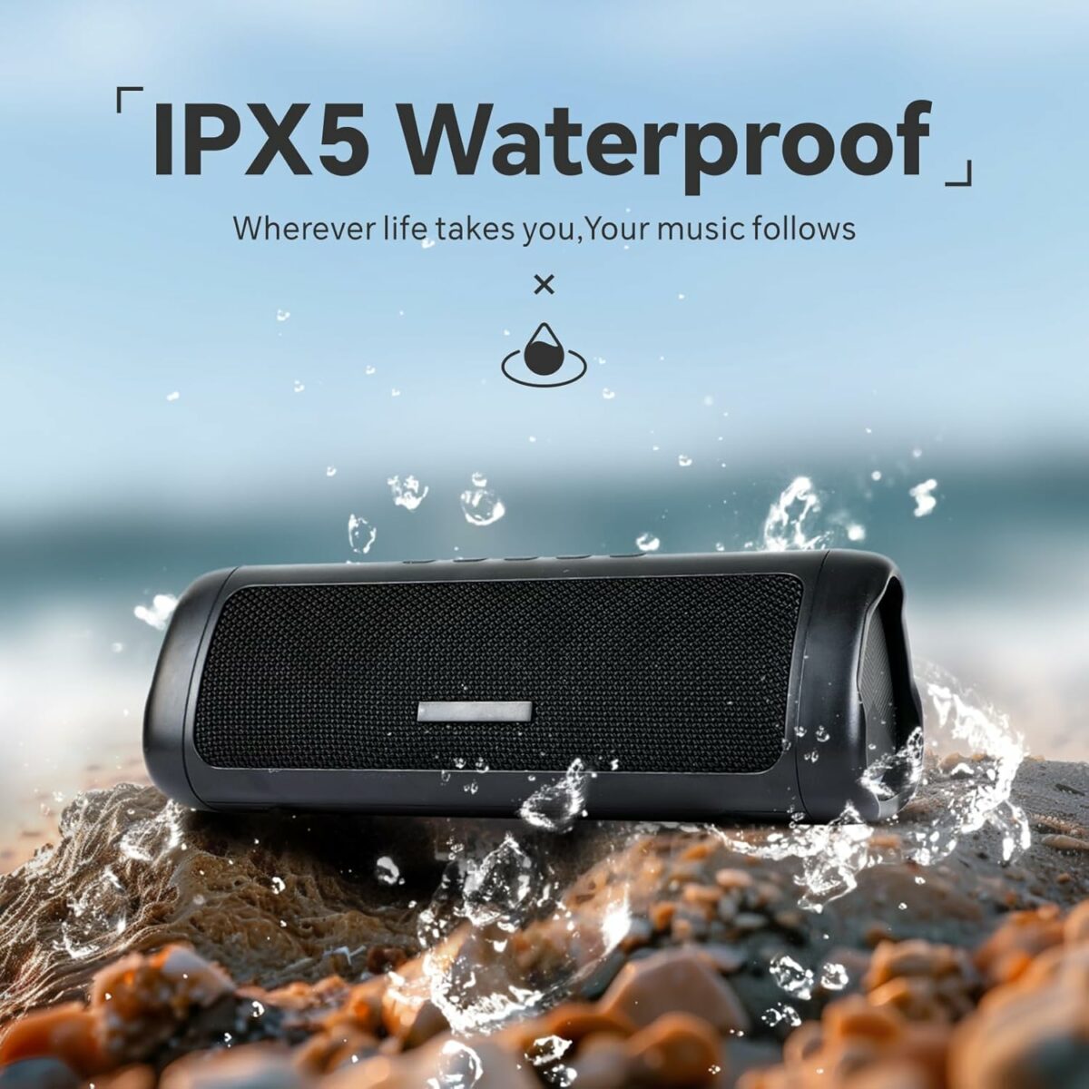 Baytion Portable Bluetooth Speaker, Portable Wireless Speaker with IPX5 Waterproof|TWS Paring|BT5.3|HD Sound|Up to 24H Playtime|Premium Design| Beat-Dynamic Light Show, for Party,Games,Movies,Outdoor