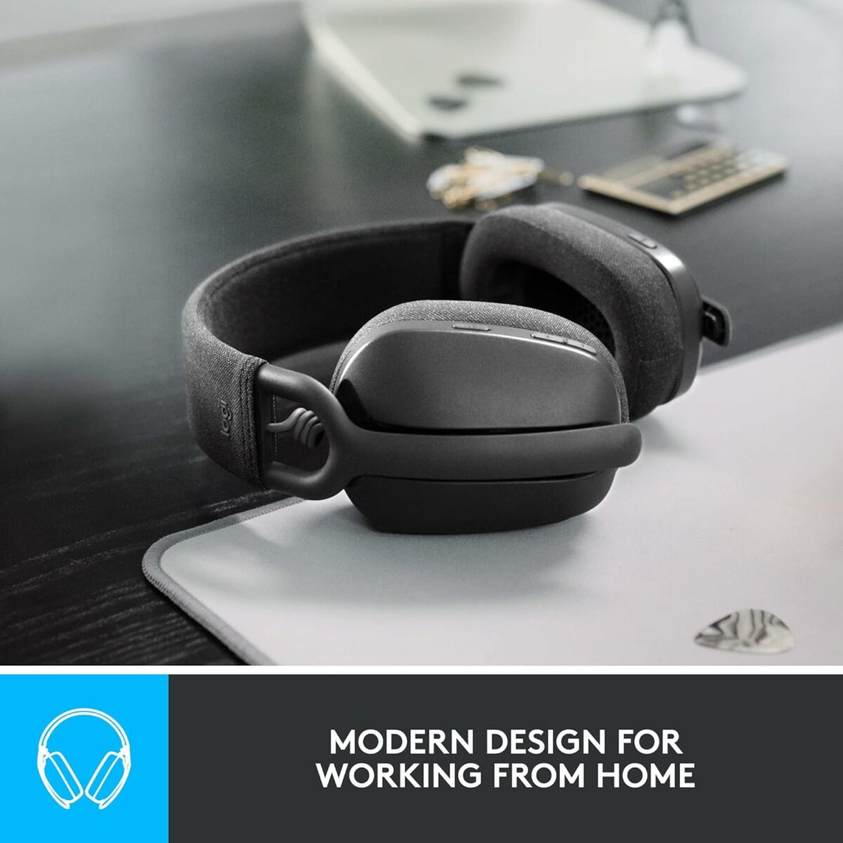 Logitech Zone Vibe 100 Lightweight Wireless Over-Ear Headphones with Noise-Cancelling Microphone, Advanced Multipoint Bluetooth Headset, Works with Teams, Google Meet, Zoom, Mac/PC - Graphite