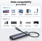 UGREEN USB-C to Ethernet Adapter يأتي بتصميم عملي ومجموعة واسعة من المنافذ التي توفر لك أداءً استثنائيًا، مثالي لمستخدمي MacBook، iPad، وiPhone 16. المميزات الرئيسية: منفذ جيجابت إيثرنت (RJ45): احصل على اتصال إنترنت سلكي سريع ومستقر يصل إلى 1 جيجابت في الثانية، مما يعزز أداء الشبكة في البث والألعاب والتحميلات. منفذي USB-C 3.2 بسرعة 10 جيجابت في الثانية: يوفر سرعات نقل بيانات فائقة لتلبية احتياجات الأجهزة ذات السرعة العالية. منفذ USB-A 3.2 ومنفذ USB-A 2.0: منافذ إضافية مثالية لتوصيل ملحقات مثل محركات الأقراص والفأرة ولوحات المفاتيح، مما يضمن توافقًا مع الأجهزة القديمة والجديدة. دعم Thunderbolt (3/4): يسمح بتوصيل فوري وسلس لأجهزة Thunderbolt 3/4، مما يجعله مثاليًا للأجهزة الأحدث من MacBook وiPad وiPhone 16. تصميم مضغوط ومحمول: سهل الحمل للاستخدام أثناء التنقل، في المكتب أو المنزل. 💥 احصل على UGREEN USB-C Hub Ethernet Adapter الآن وحقق أقصى استفادة من إمكانيات الاتصال والتوصيل متعدد المنافذ! 💥