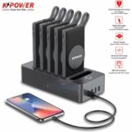 K POWER 6 in1 Wireless Power Bank Station 10000mAh with Built-in Cable, Power Delivery 20W QC Wireless and 1 Rapid Re-Charging Station with 4 USB Outputs/ 120W Charging Base Input - Black