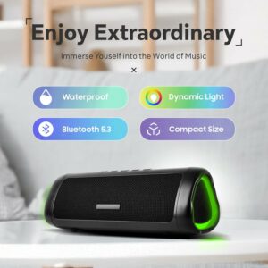 Baytion Portable Bluetooth Speaker, Portable Wireless Speaker with IPX5 Waterproof|TWS Paring|BT5.3|HD Sound|Up to 24H Playtime|Premium Design| Beat-Dynamic Light Show, for Party,Games,Movies,Outdoor