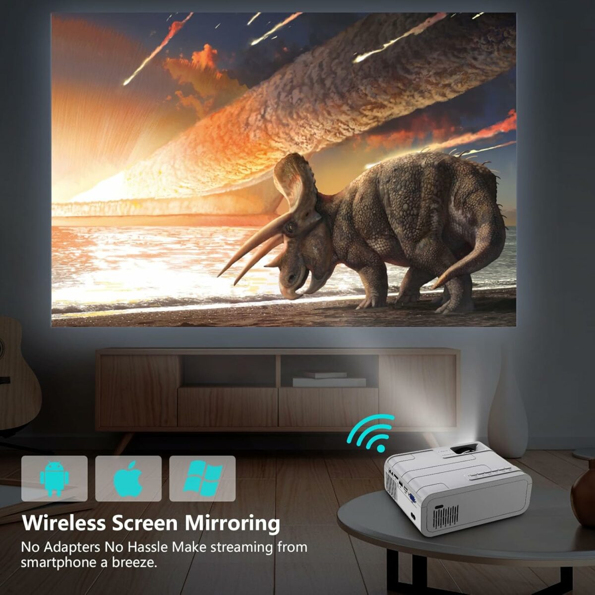 Fun Lites New HD Video Projector with 5G WiFi&Bluetooth,HD 1080P Supported,Portable Movie Projector Compatible with TV Stick/HDMI/USB/PS5/iOS/Android