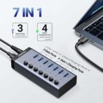 UGREEN Powered USB Hub 3.0, 7-Ports USB Charging Extender Data Hub (12V/2A Not Fast Charge) USB Splitter Extension, Power USB Adapter with Individual On/Off Switches for Laptop,PC, HDD, Flash Drive