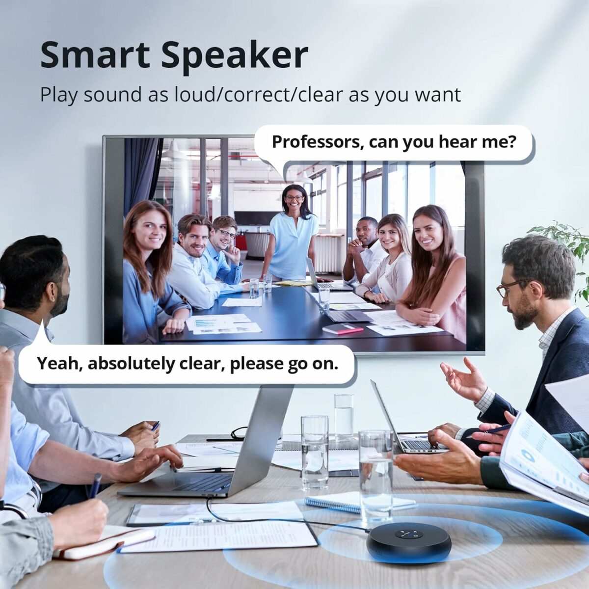 EMEET USB Speakerphone, M1A Zoom Certified AI Mics 360°Voice Pickup USB Type C-A Plug&Play Computer Speakers with Microphone, Fast Mute Noise Reduction Echo Cancellation for 5-8 People for Zoom Teams