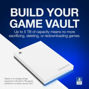 Seagate Game Drive for PS4/PS5, 5 TB, External HDD, 2.5", USB 3.0, Officially Licensed, Blue LED, inkl 2 veckors Playstation+ (STLV5000202)