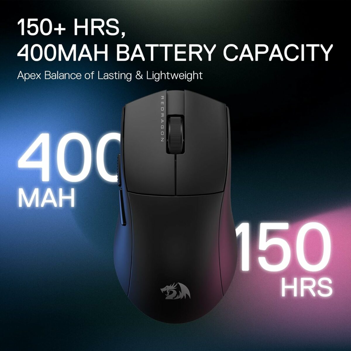 Redragon M916 PRO 3-Mode Wireless Gaming Mouse, 49G Ultra-Light 26K DPI Gamer Mouse w/Ergonomic Natural Grip Build, Full Programmable Buttons, Software Supports DIY Keybinds & DPI