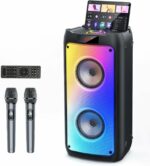 JYX Karaoke Machine with 2 Wireless Microphones, Portable Bluetooth Speaker for Adults & Kids, Big Party PA System with Disco Lights for Gatherings, The Best Gifts for Family