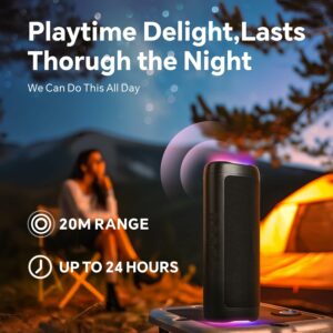 Baytion Portable Bluetooth Speaker, Portable Wireless Speaker with IPX5 Waterproof|TWS Paring|BT5.3|HD Sound|Up to 24H Playtime|Premium Design| Beat-Dynamic Light Show, for Party,Games,Movies,Outdoor