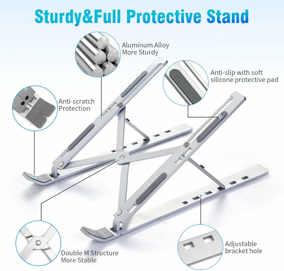 SKY-TOUCH Laptop Stand for Desk, Adjustable Laptop Riser ABS+Silicone Foldable Portable Laptop Holder, Ventilated Cooling Notebook Stand for MacBook Pro Air, Lenovo, Dell, HP, Laptops,Tablet SKY-TOUCH Laptop Stand for Desk, Adjustable Laptop Riser ABS+Silicone Foldable Portable Laptop Holder, Ventilated Cooling Notebook Stand for MacBook Pro Air, Lenovo, Dell, HP, Laptops,Tablet