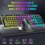 CHONCHOW Gaming Wireless Keyboard and Mouse Combo Metal Surface Rechanrgeable Big Battery 2800mah Mechanical Feel LED Backlit Compatible with Xbox one PS5 Laptop Computer Gamer(2.4G,G311,local)