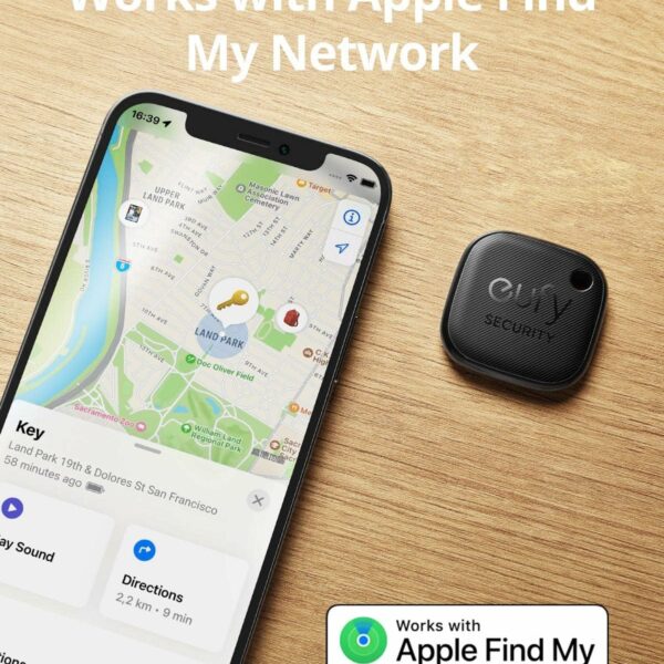 eufy Security SmartTrack Link (Black, 1-Pack), Android not Supported, Works with Apple Find My (iOS only), Key Finder, Bluetooth Tracker for Earbuds and Luggage, Phone Finder, Water Resistant