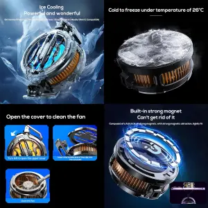 مروحة تبريد مغناطيسية MEMO CX07 بقدرة 15 وات لتبديد الحرارة بشكل فوري، ومبرد أشباه الموصلات متوافق مع الهواتف المحمولة واللوحية ومروحة تبريد للألعاب 3 MEMO CX07 Magnetic Cooler Fan 15W Instant Heatdissipation Phone Cooler Semiconductor Heatsink Compatible with Mobile and Tab Cooling Fan for Gaming