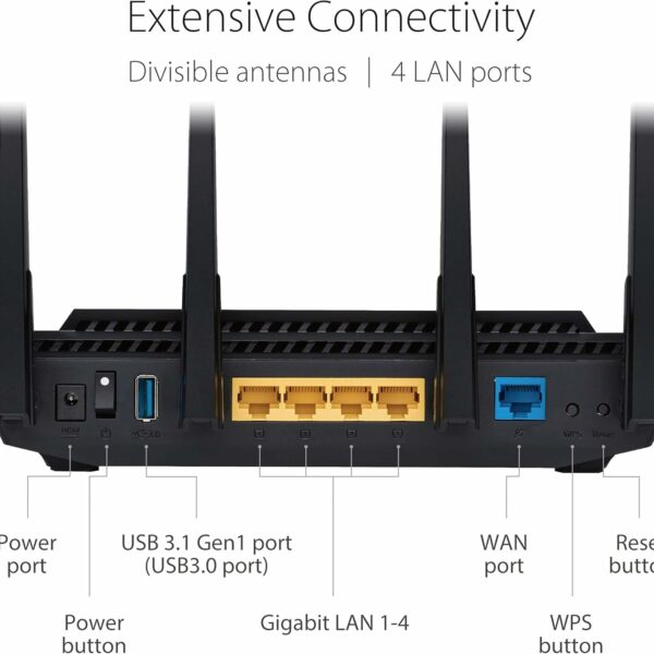 Brand ASUS Model name ASUS (RT-AX58U V2) AX3000 WIFI 6 Special features QoS, Internet Security Frequency band class Dual-Band Wireless communication standard