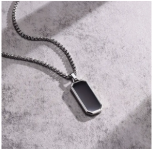 قطعة واحدة من قلادة الفولاذ المقاوم للصدأ، قلادة رجالية بسيطة باللون الأسود 3 قطعة واحدة من قلادة الفولاذ المقاوم للصدأ، قلادة رجالية بسيطة باللون الأسود