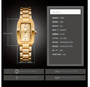 ساعة كوارتز أنيقة للنساء من SKMEI - مقاومة للماء حتى 30 مترًا مربعًا مع سوار من الفولاذ المقاوم للصدأ