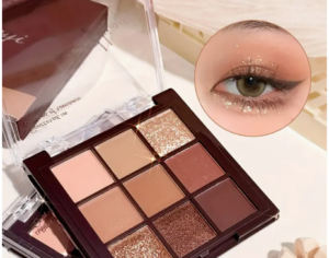 لوحة ظلال العيون Hisyi Mocha Chocolate - 9 ظلال بني طبيعي وذهبي مع لمسات لامعة ومات، مكياج عيون طويل الأمد 2 لوحة ظلال العيون