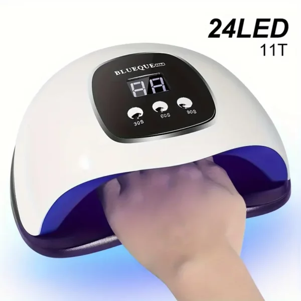 مصباح أظافر الجل السريع التجفيف المحترف بتقنية LED UV بـ 24 لمبة مع لوحة قاعدة قابلة للإزالة: للاستخدام المنزلي وفي صالون التجميل