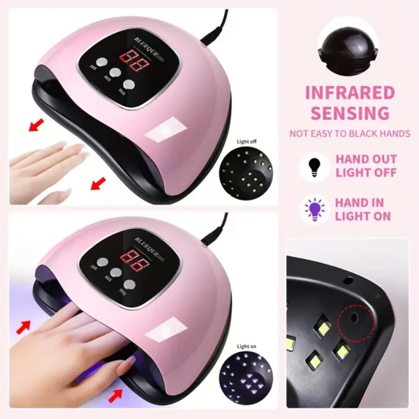 24LED New Nail Dryer UV Nail Lamp Nail Lamp for Drying and Solidifying Nail Polish Home Nail Lamp for Drying and Polishing Lacquer with USB Cable Professional Gel Polishing Dryer Lamp for Solidifying All Gel Nail Polishes Nail Salon Tools Professional Nail Art Tool Set